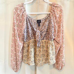 Buckle Daytrip Women Top Medium Babydoll Ditsy Floral Coastal Cowgirl Boho 19108